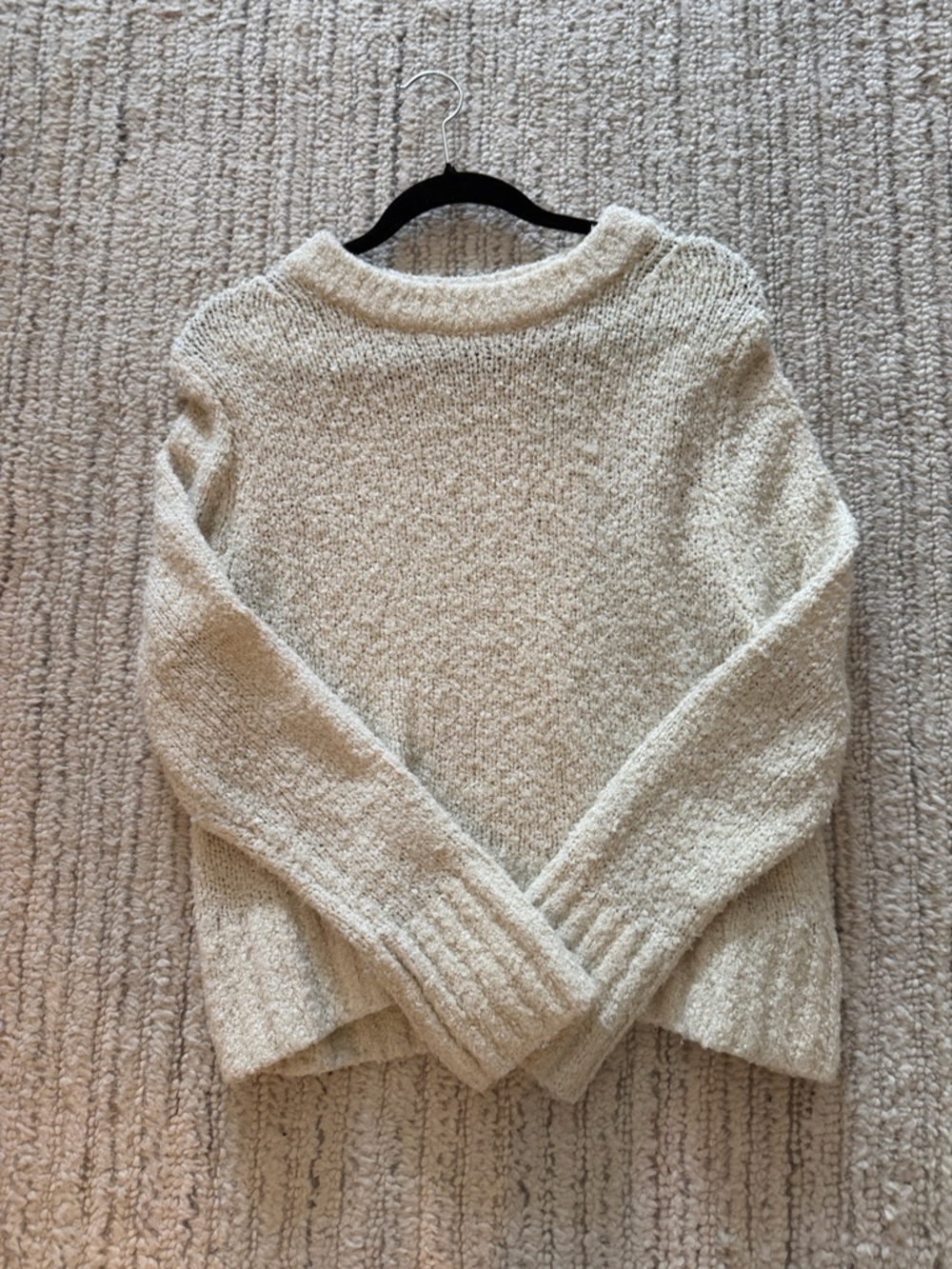Zara Cream Bouclé Crew Neck Sweater